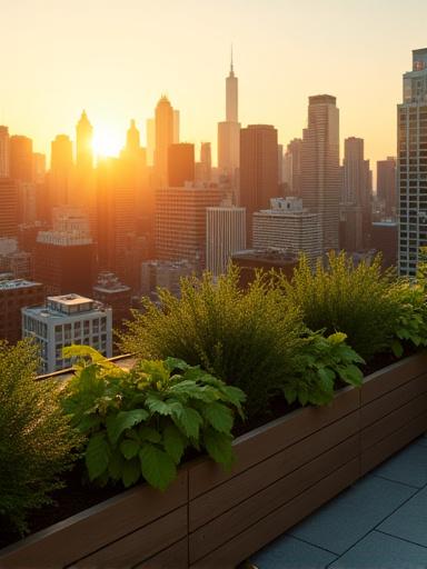 Sustainable rooftop pollinators garden in Manhattan